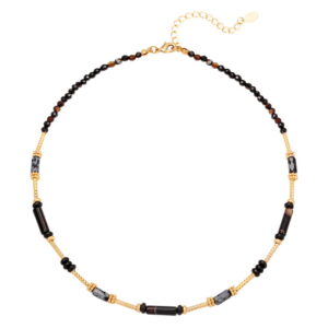 Portia Enamel Beaded Necklace in Black
