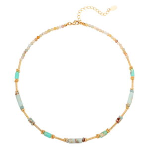 Portia Enamel Beaded Necklace in Baby Blue