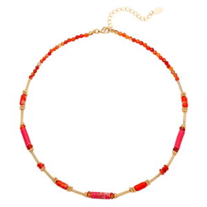 Portia Beaded Enamel Necklace in Hot Pink
