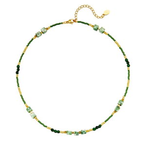 Sabine Beaded Enamel Necklace in Emerald Green