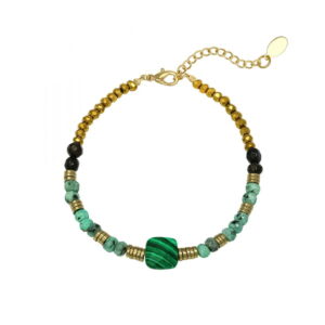 Ada Emerald & Gold Beaded Bracelet