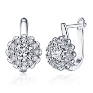 Sienna Cluster Cushion Earrings in Platinum
