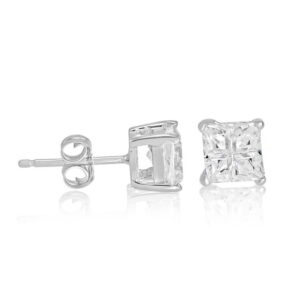 Dee Princess Cut Platinum Earrings