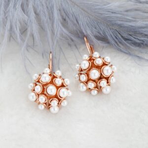 Rosa Micro Pearl Earrings in Rose Gold