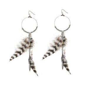 Naomi Feather Earrings in Silver