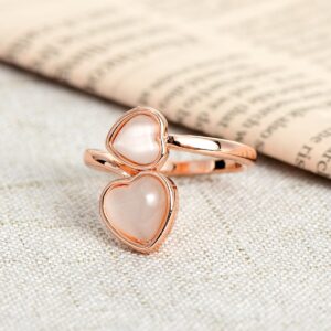 Alaya Free Size  Love Heart Rose Gold Ring