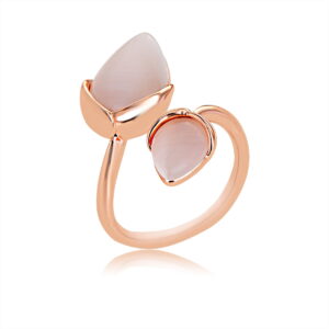 Kenzie Free Size Rose Gold Leaf Ring