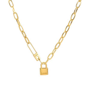 18K gold plated Stainless steel "Lock" necklace, Intensity
