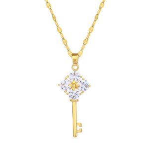 Key" Necklace, 18K Gold Plated Steel